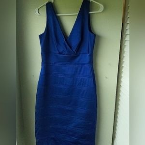 Blue Satin Bandage cocktail dress